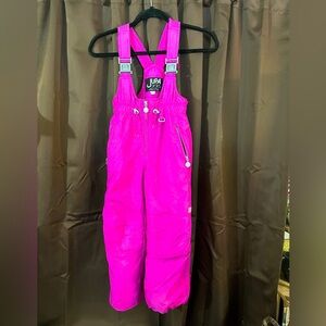 Girls Jupa Sports Snow Suit,Size 5,Fuchsia, Overall Snowsuit,Flower Zipper Pulls